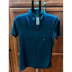 NWT Structure Slim Fit Golf Polo Mens Short Sleeve Stripe Navy Royal Blue Small
